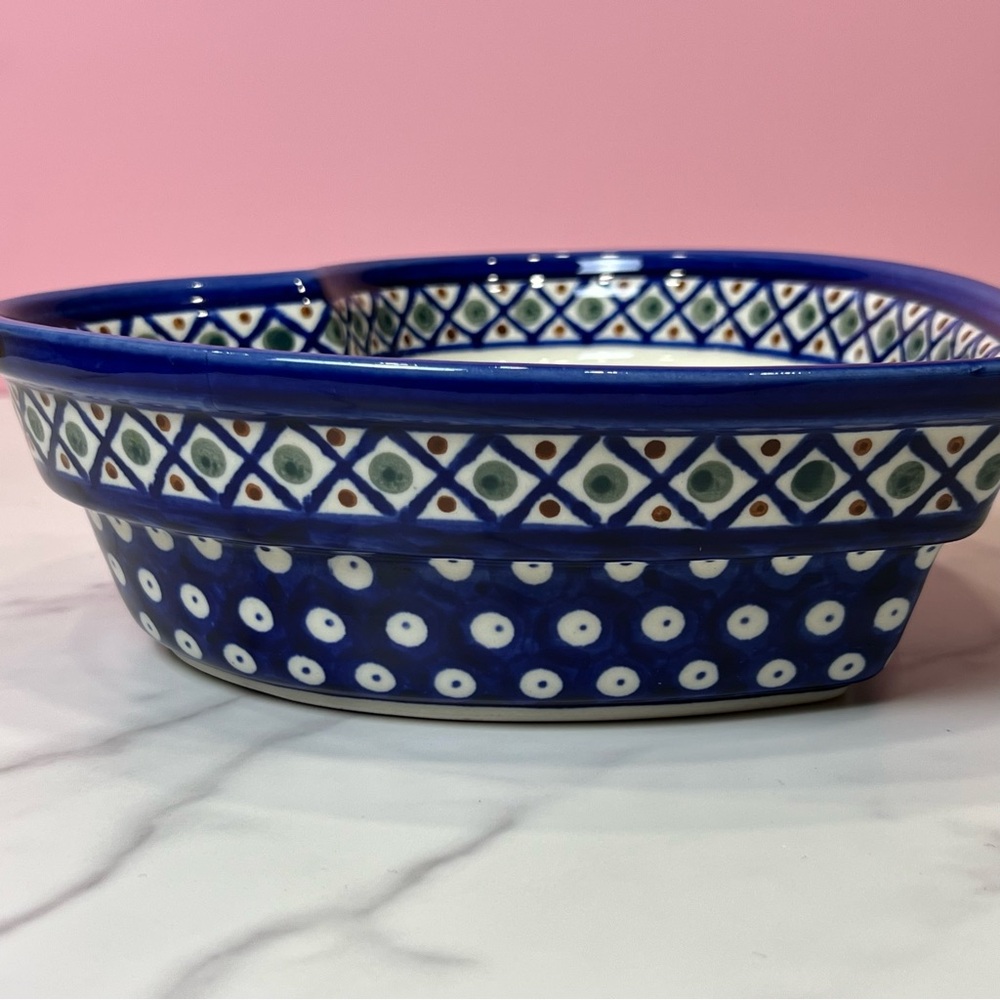 Boleslawiec Ceramic Heart Shaped Bowl Polish Pottery Handcrafted Cottagecore - Picture 3 of 4